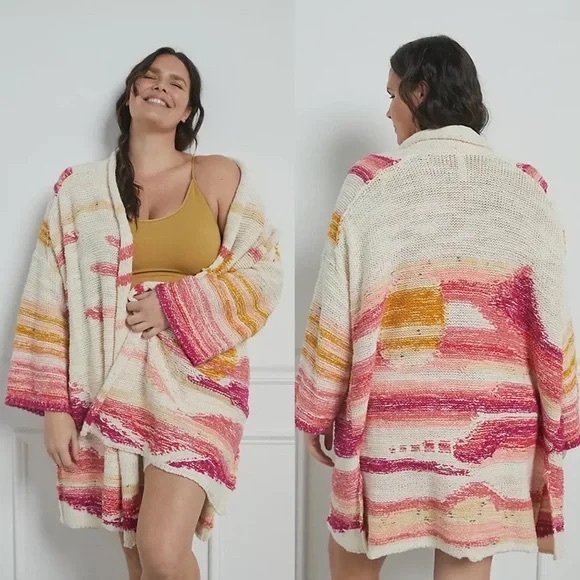 Anthropologie Sweaters - Anthropologie Daily Practice Bethany Chunky Knit Cardigan Sunrise/Sunset Sz XS/S